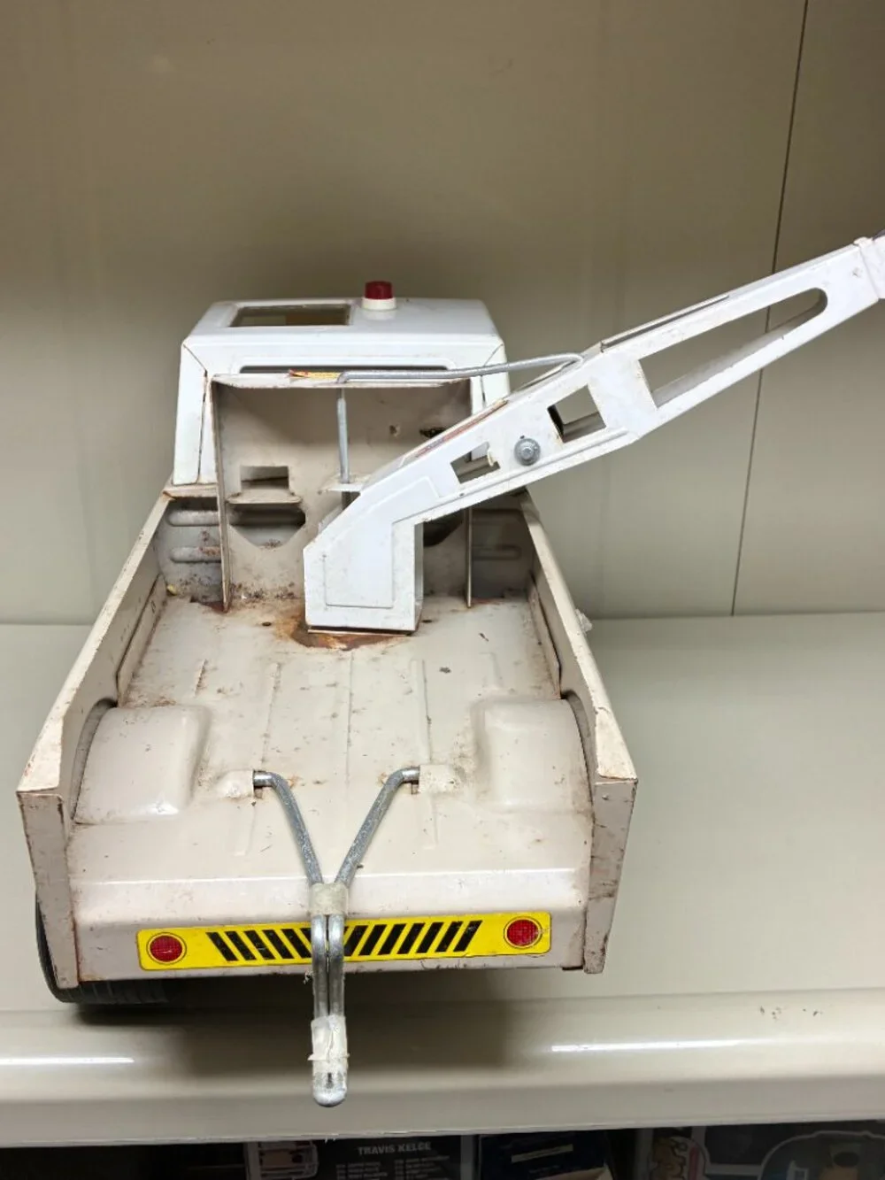 Vintage 1970s Mighty Tonka Chevron Tow Wrecker Truck 24 Hr Service Pressed Steel